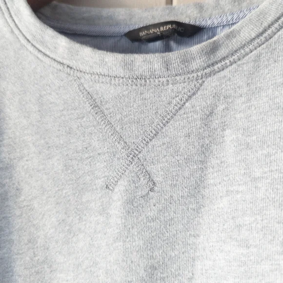 Banana Republic Mixed Media Striped Poplin Back Sweatshirt Grey - XS - Picture 3 of 11